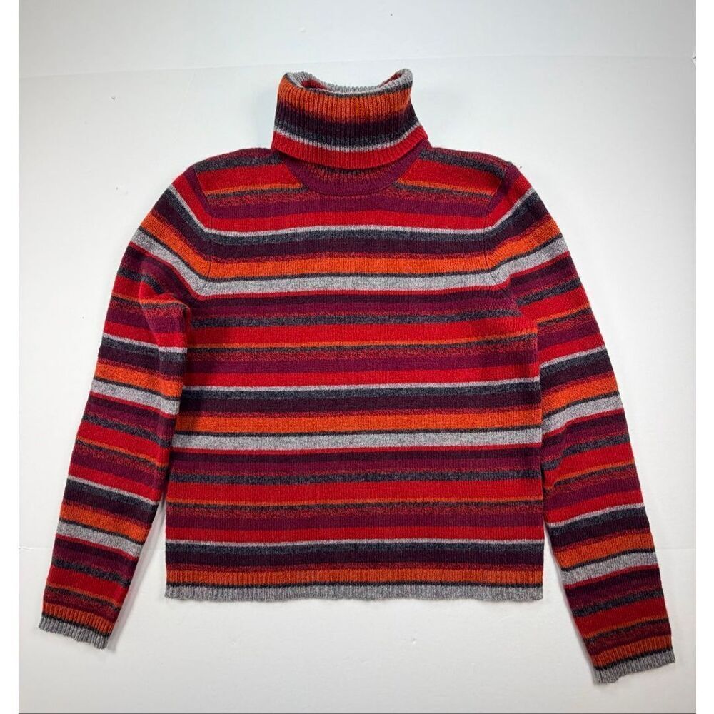 RALPH Ralph Lauren Striped 100% Lambswool TurtleneckSweater Vintage  Size Medium